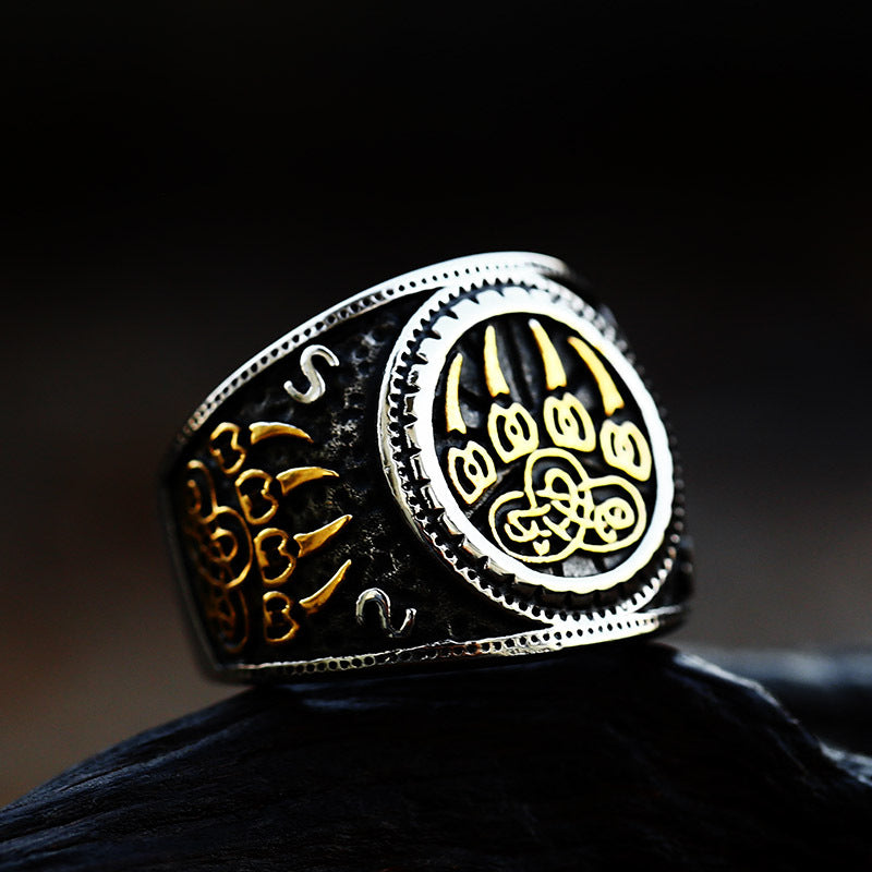 Viking-Inspired Nordic Stainless Steel Ring for Men - Retro Animal Design