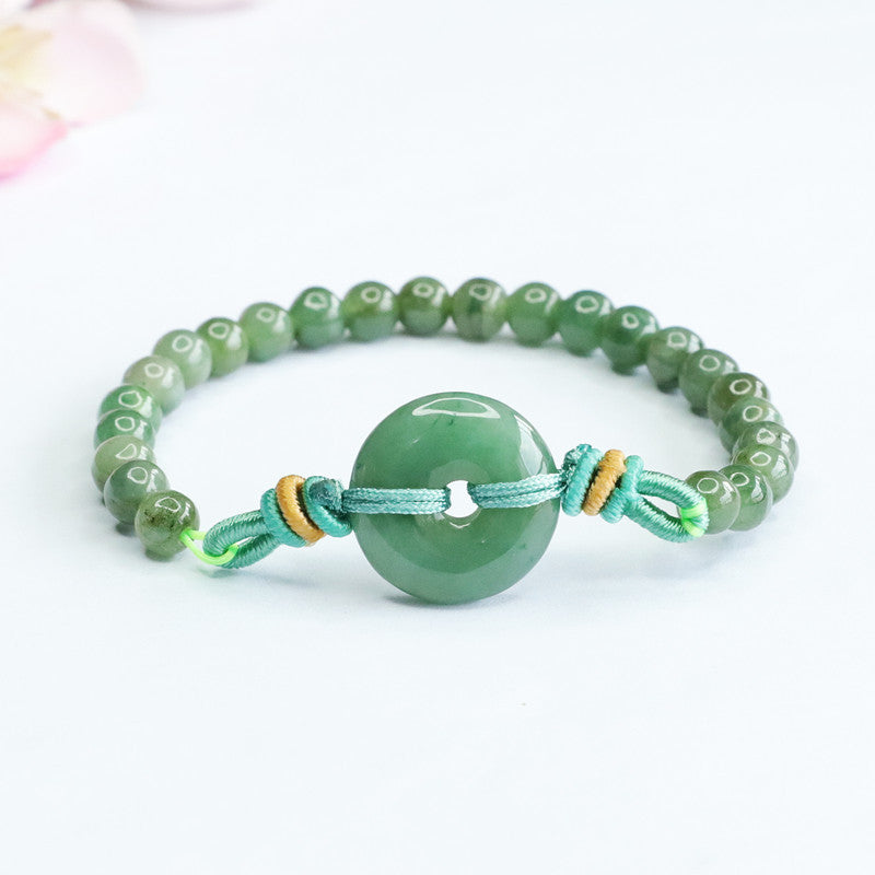 Myanmar Jade Bracelet with Sterling Silver Safety Buckle