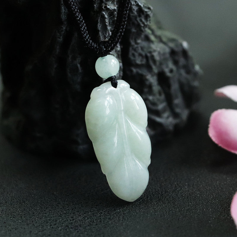 Branch Leaf Fortune's Favor Sterling Silver Jade Pendant