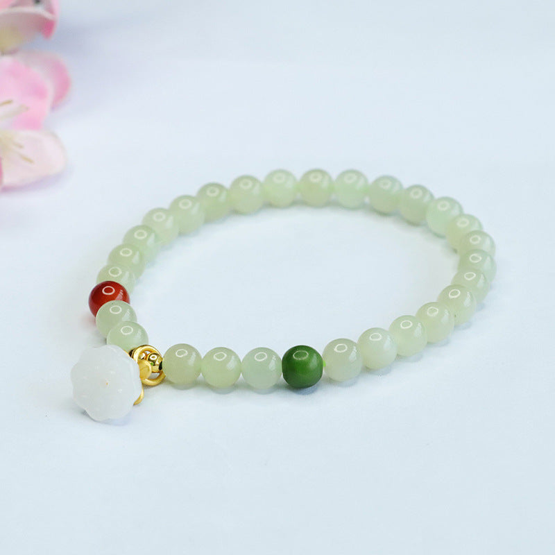 Sailor Lotus Jade Bracelet with Sterling Silver Needle