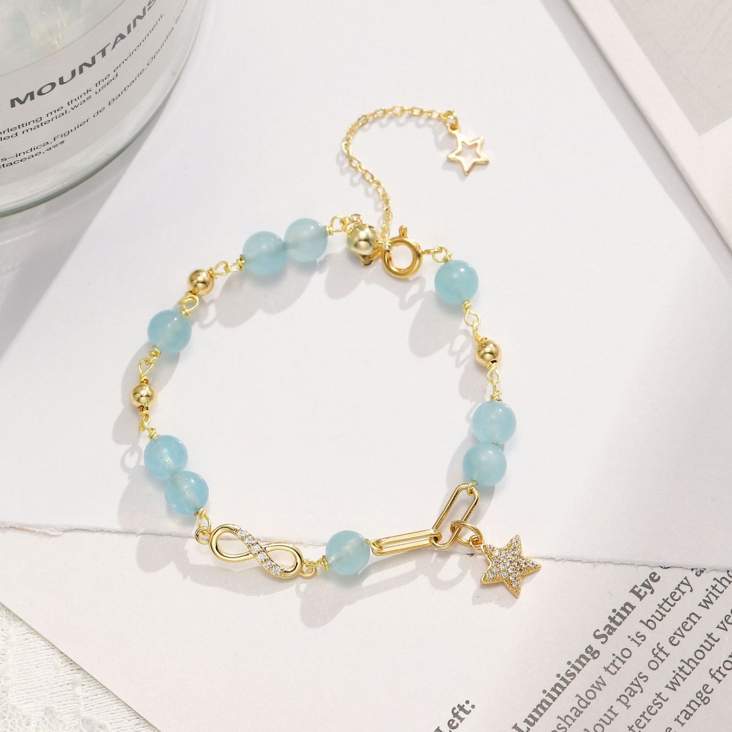 Fortune's Favor Aquamarine Crystal Sterling Silver Bracelet