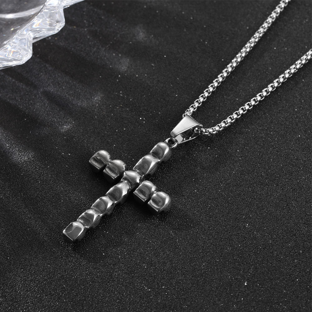 Rebellious Gothic Skull Cross Pendant Necklace for Men - Edgy Halloween Fashion Statement