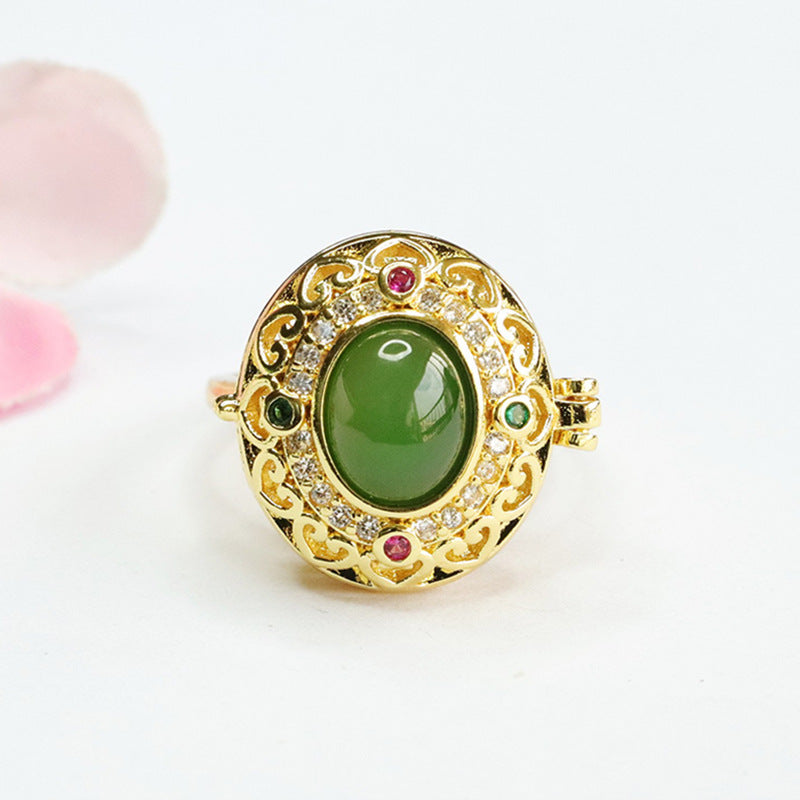 Elegant Oval Jasper Jade Sterling Silver Ring