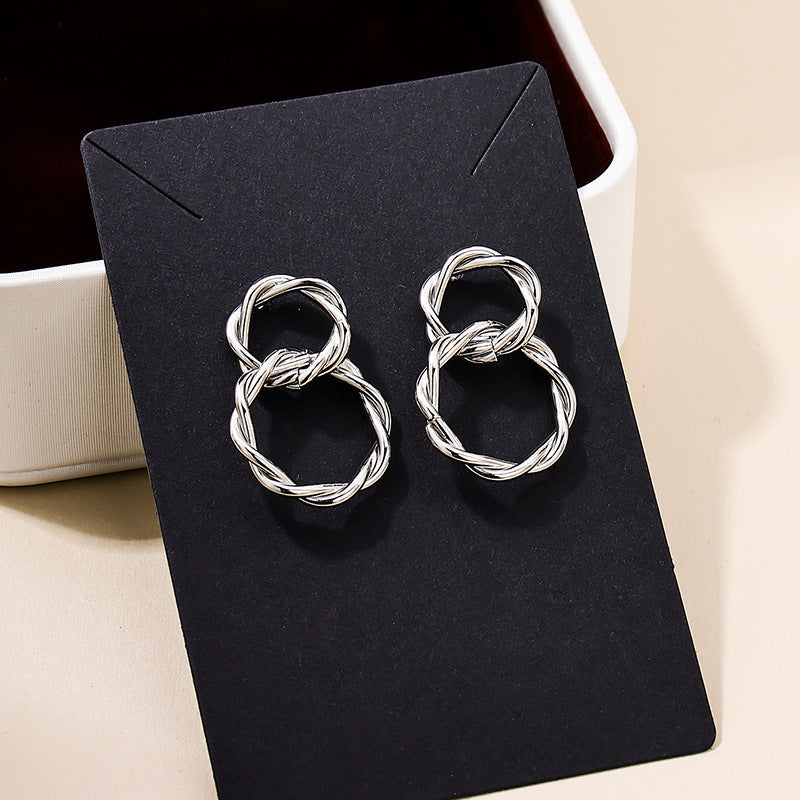 Vienna Verve Metal Double Ring Earrings - Elegant Wholesale Jewelry