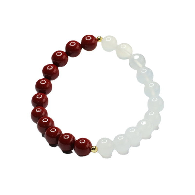 Fortune's Favor Sterling Silver Chalcedony and Cinnabar Bracelet