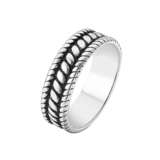 Retro Stripe Men's Titanium Steel Ring