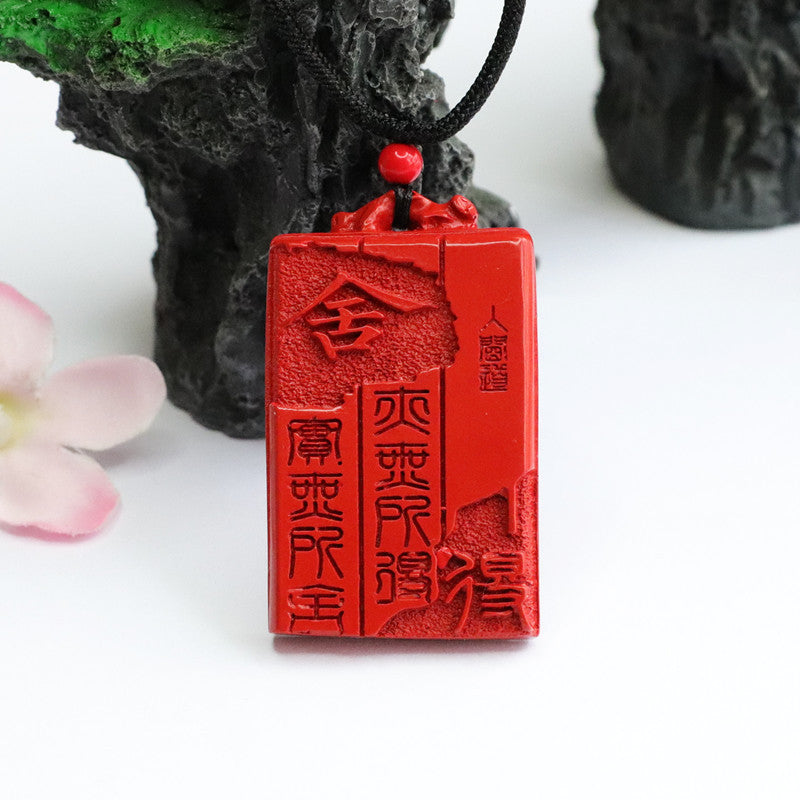 Cinnabar Pendant Red Sand Rectangle Pendant Jewelry