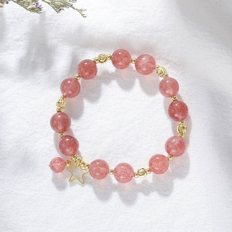 Sparkling Starlight Strawberry Crystal Bracelet Handpiece for Women - Forest Series