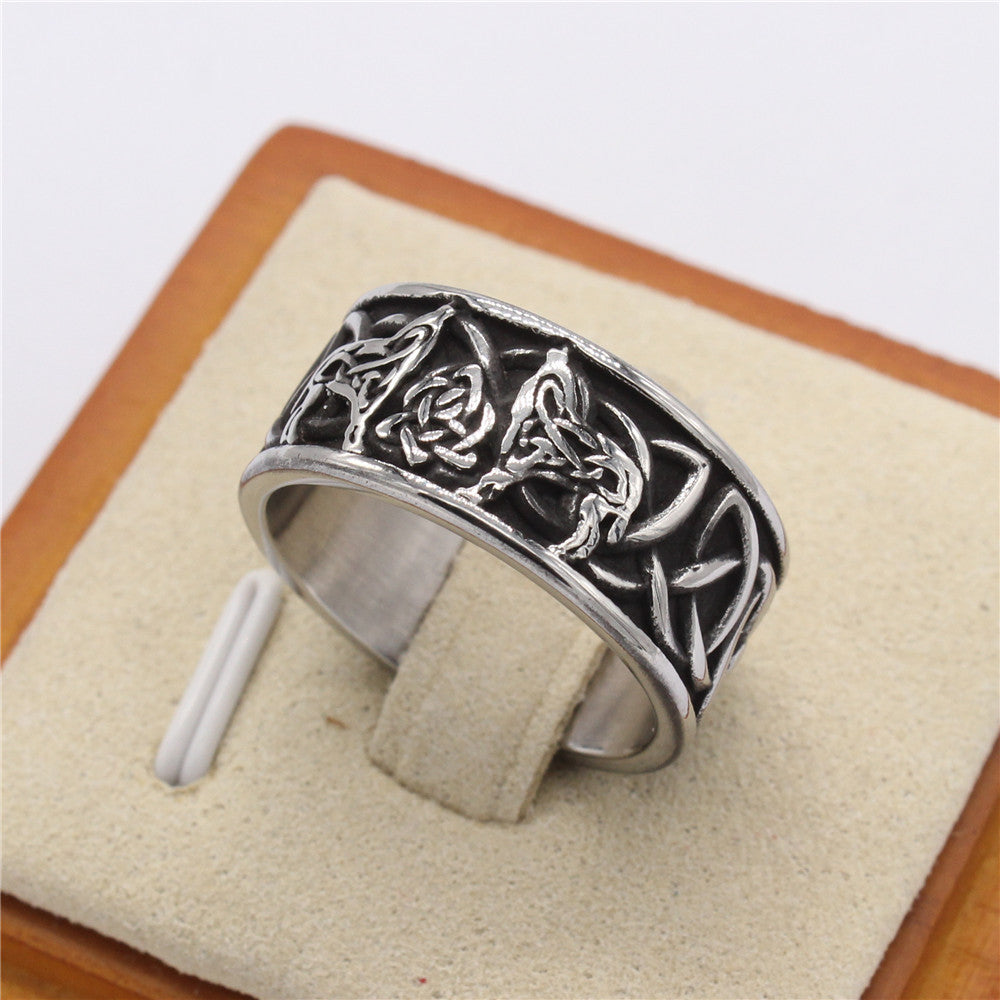 Viking Totem Celtic Pattern Titanium Steel Ring for Men