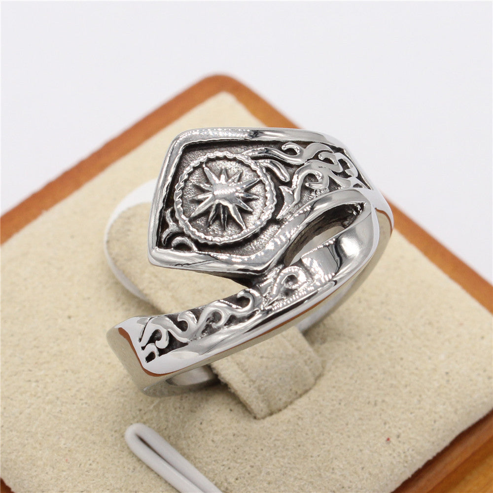 Sun God Relief Titanium Steel Ring for Men