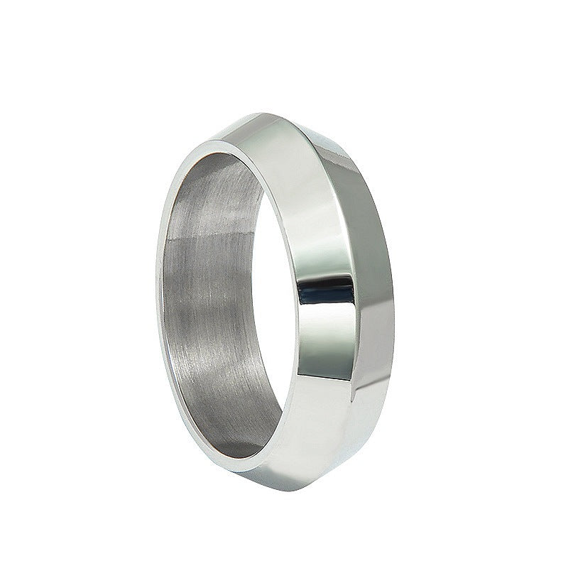 European Style Titanium Steel Men's Bevel Shaped Ring - Elegant Everyday Genie Collection