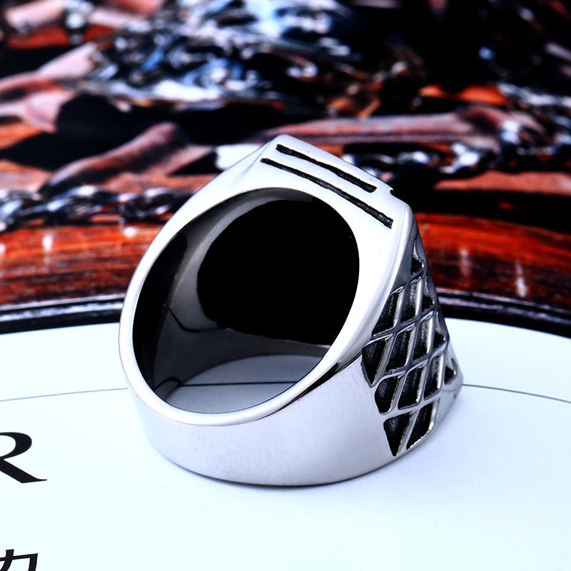 Personalized Retro Titanium Steel Spade A Ring for Men - Wholesale European and American Trade Jewelry