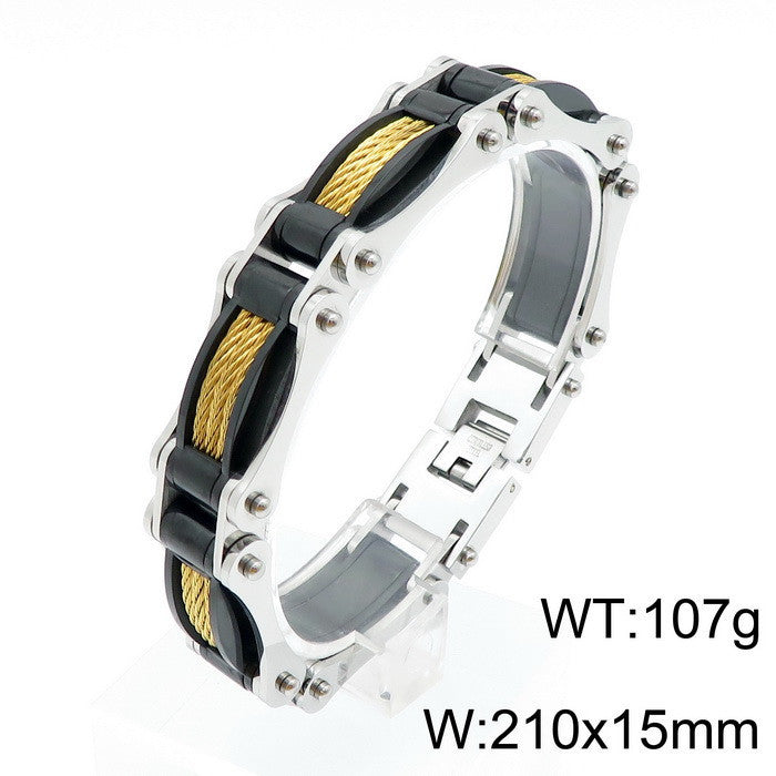 Men's Titanium Steel Bracelet - European and American Fashion Steel Wire Design for Wholesale