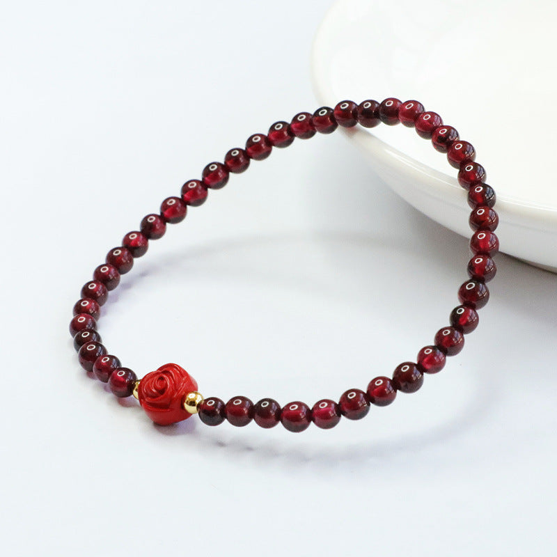 Vermilion Sand and Garnet Sterling Silver Bracelet