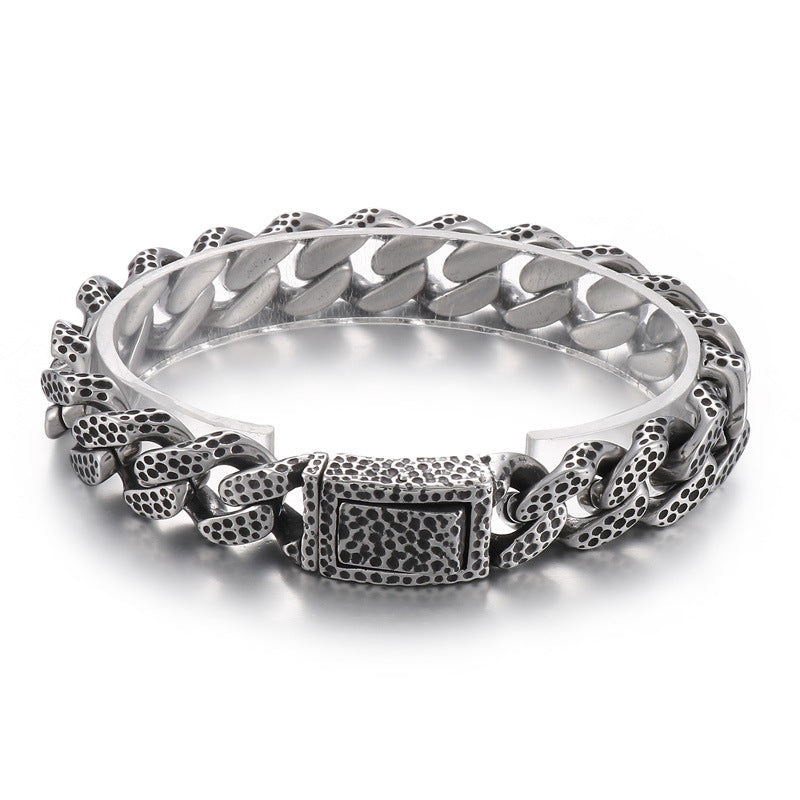 Innovative Men's Titanium Steel Bracelet with Distressed Percussion Pattern