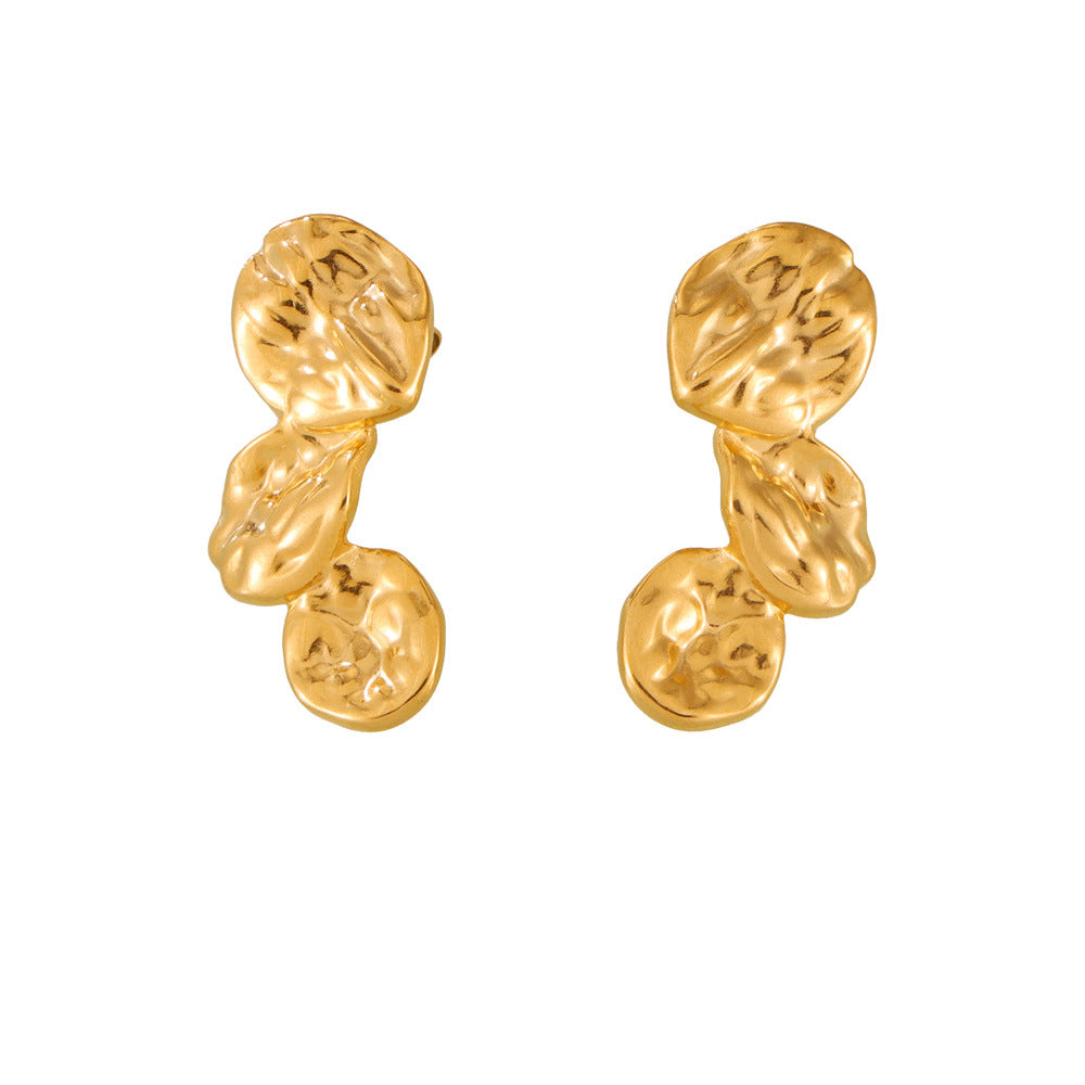 Golden Petal Fusion Hammered Earrings