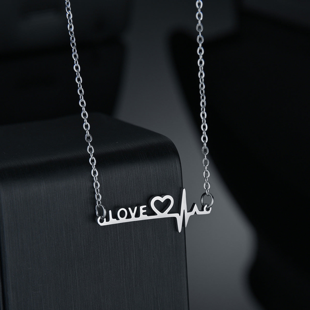 Heartbeat Love Electrocardiogram Pendant Necklace - Trendy Women's Titanium Steel Jewelry