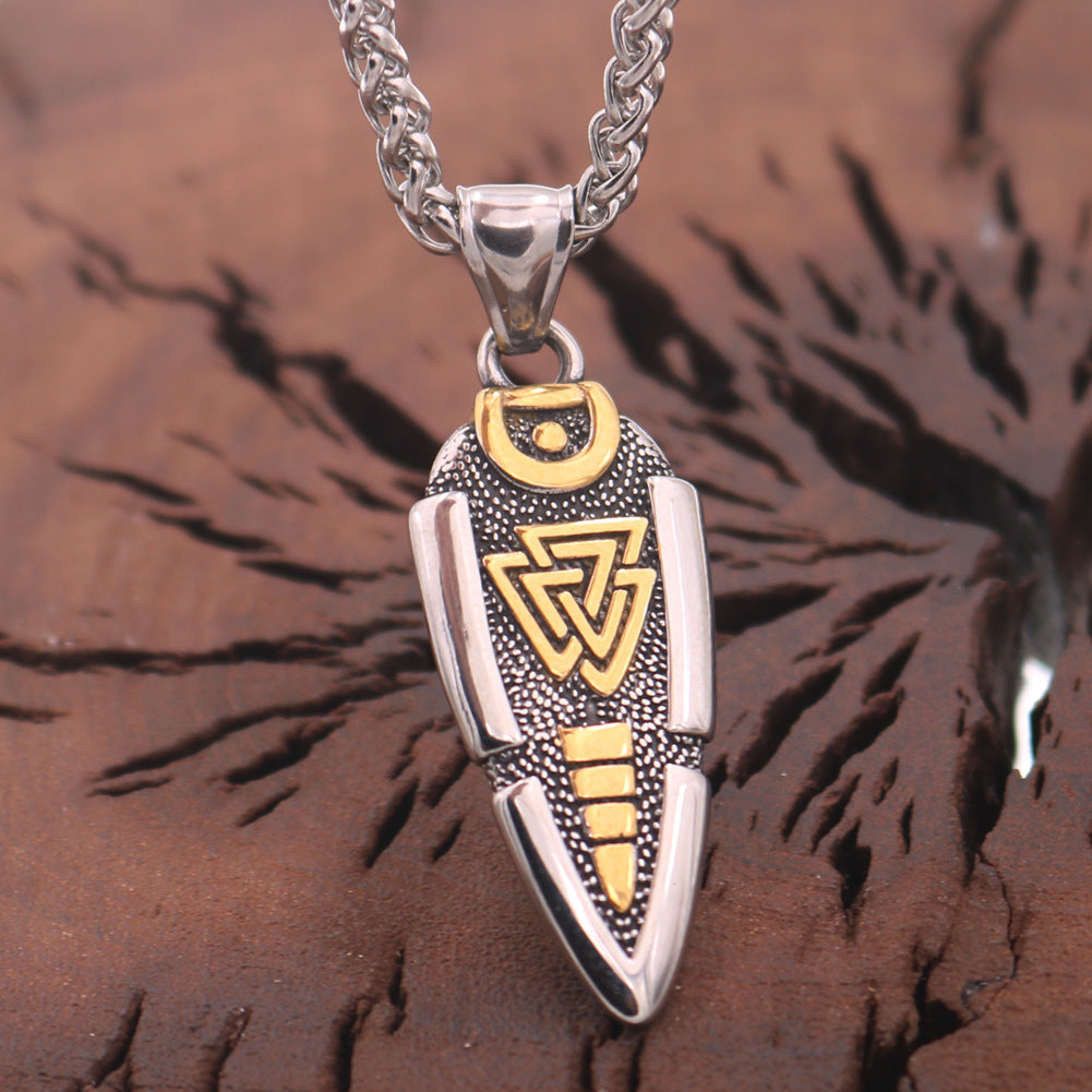 Warrior's Rune Protector Titanium Necklace for Men with Crow Pendant