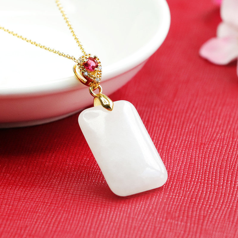 Heavenly White Jade Zircon Necklace