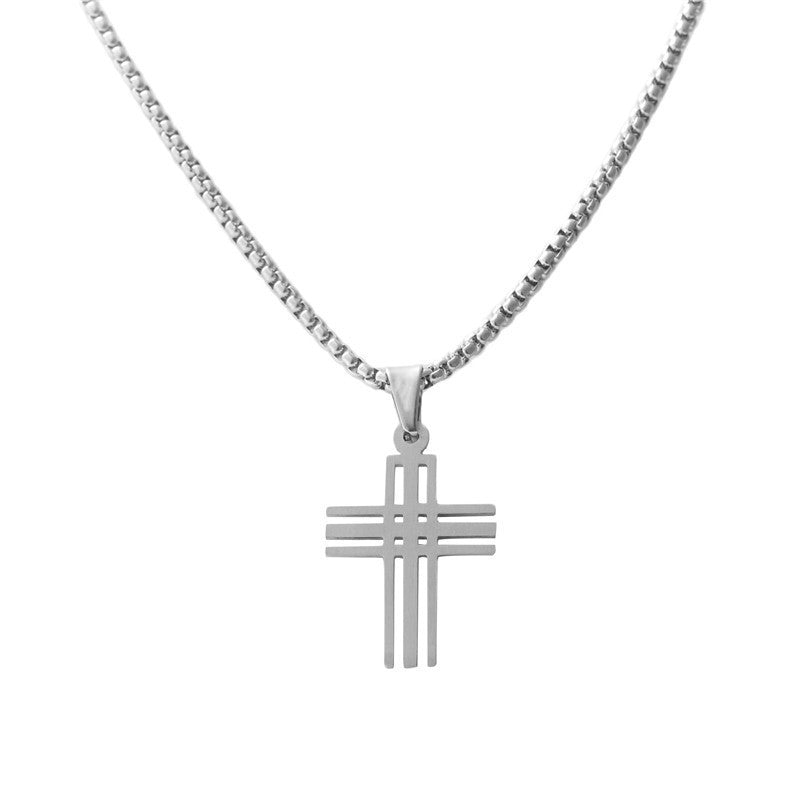 Personalized Retro Titanium Steel Cross Pendant Necklace for Men - Trendy Stainless Steel Design