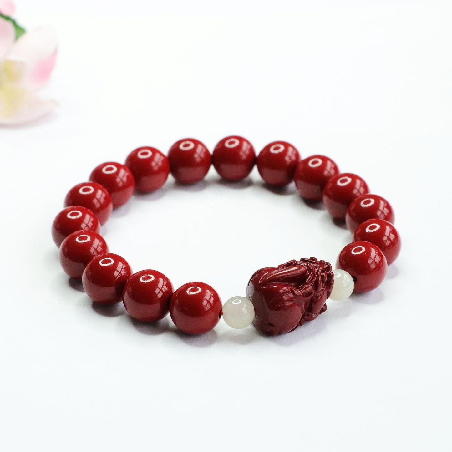 Purple and Red Jade Pixiu Bracelet with Sterling Silver