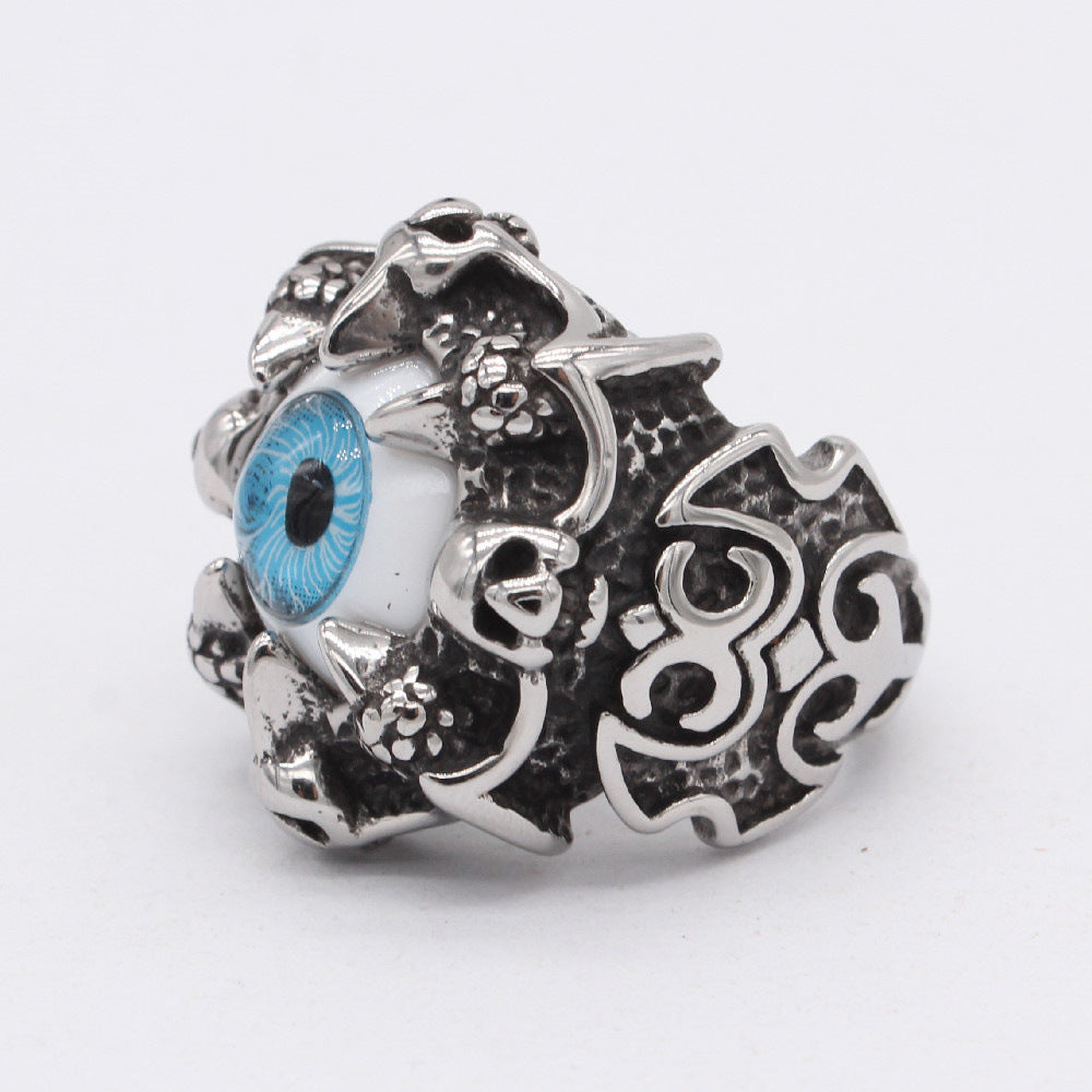 Devil Blue Eye Titanium Steel Ring for Men