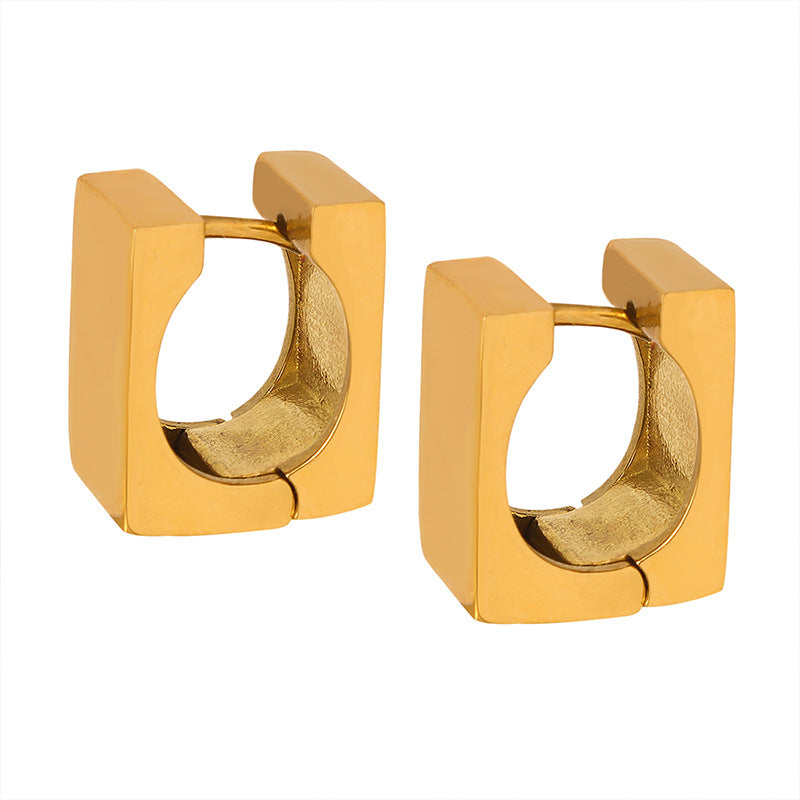 18K Gold Plated Geometric Earrings with European Charm