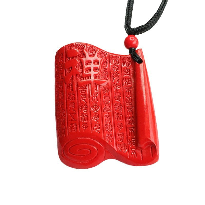 Red Cinnabar Heart Sutra Pendant