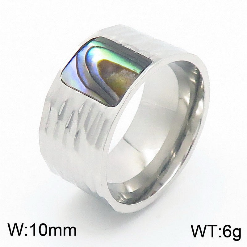 Stylish Abalone Shell Embossed Stainless Steel Men's Ring