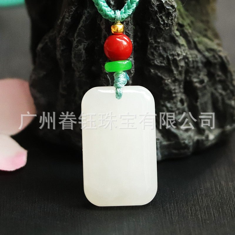 Elegant Hetian Jade Rectangle Pendant from the Fortune's Favor Collection