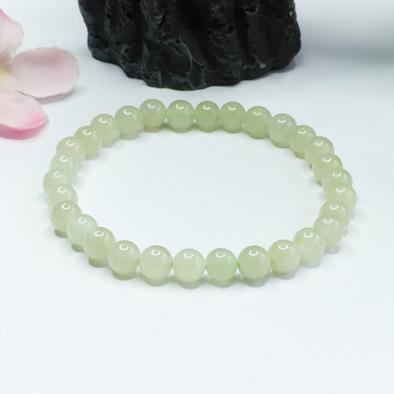 Light Green Jade Bracelet with Sterling Silver Clasp