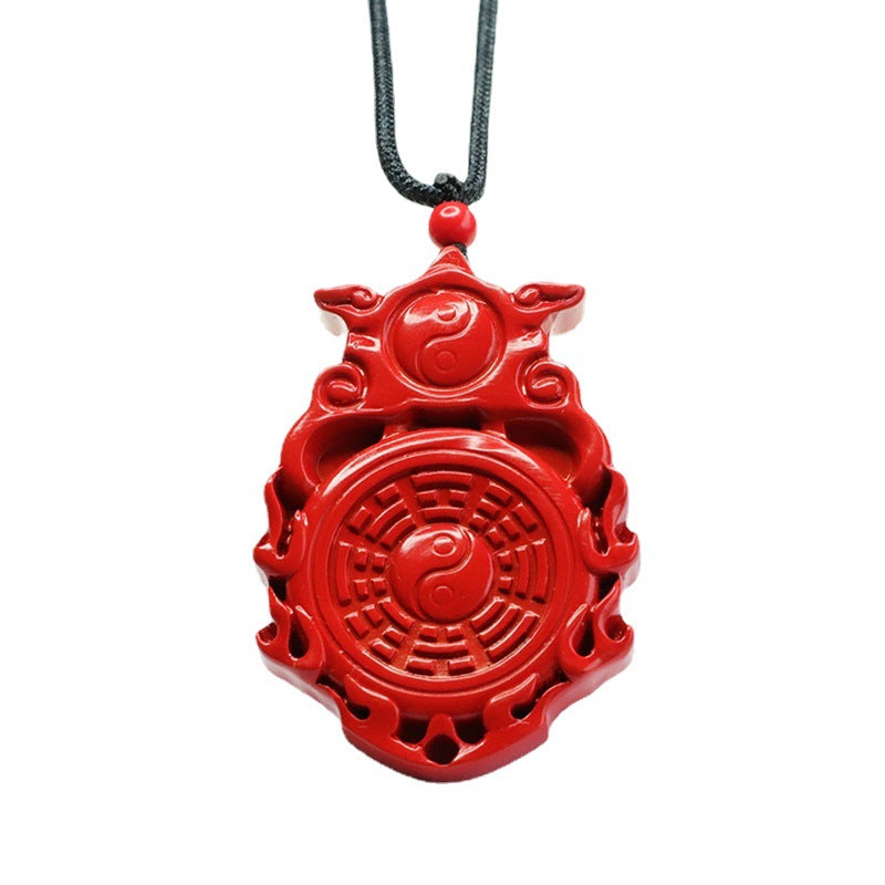 Flaming Red Sand Cinnabar Bagua Pendant