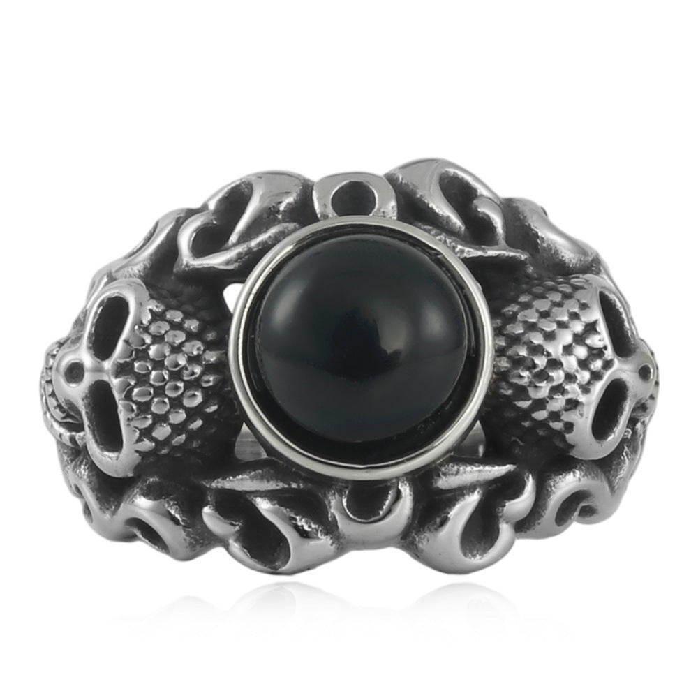 Trendy Titanium Steel Skull Ring for Men - Punk Retro American & European Style