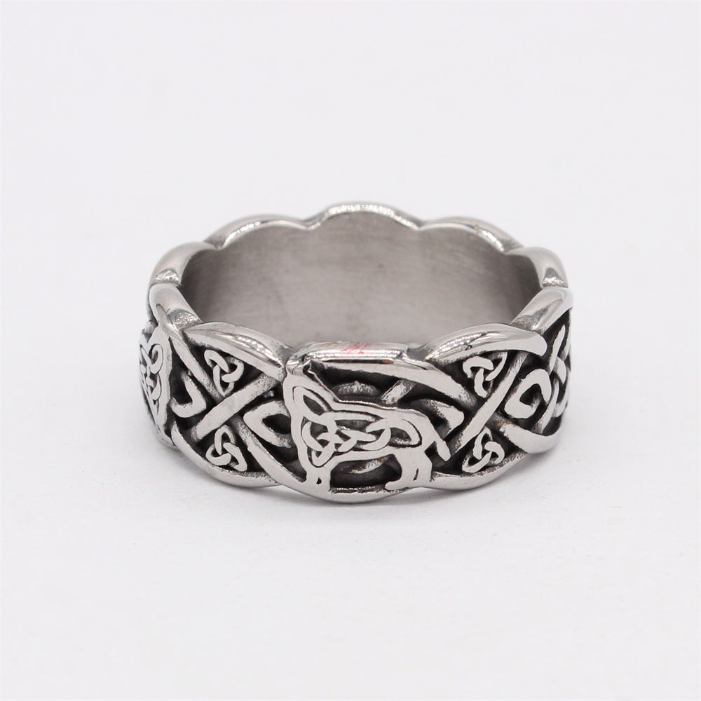 Vintage Viking Celtic Pattern Titanium Steel Ring for Men