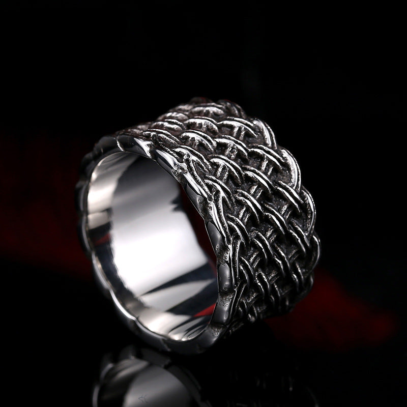 Stylish Retro Titanium Steel Men's Love Interwoven Ring - Korean Fashion Wholesale