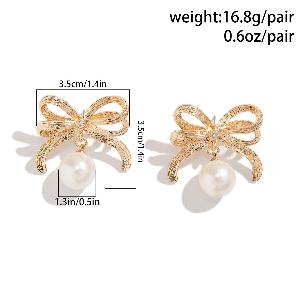 Bow Pearl Earrings with Sterling Silver Needles and Niche Metal Knot Design, Vienna Verve Collection