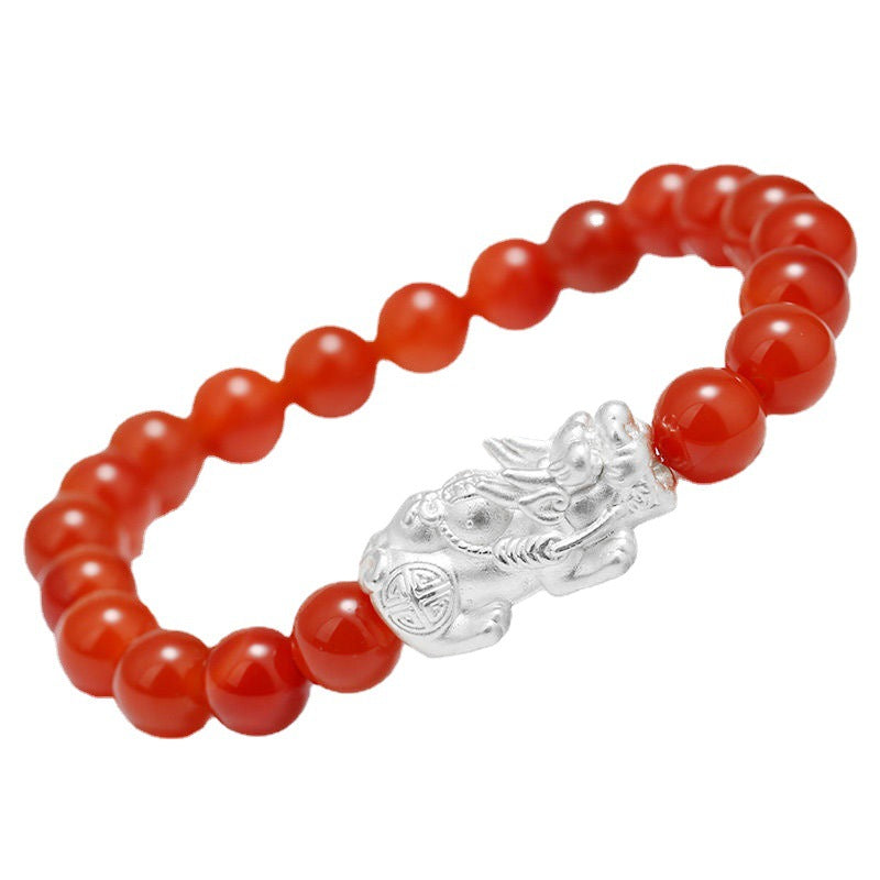 Silver Agate Pixiu Couple Bracelet