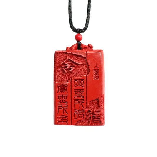 Cinnabar Pendant Red Sand Rectangle Pendant Jewelry