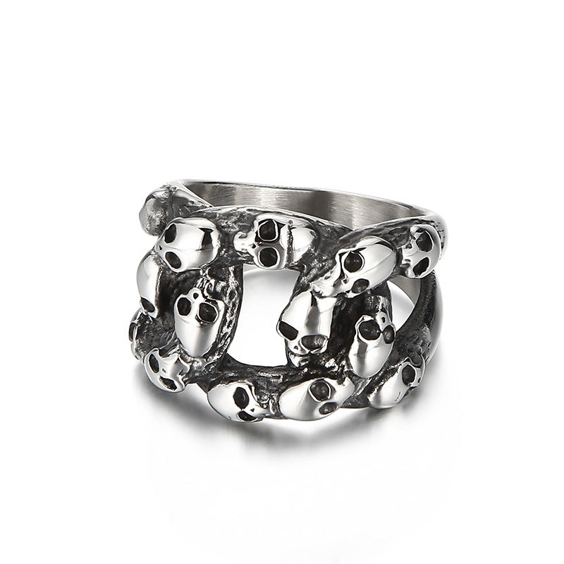 Exaggerated Skull Wrench Ring - Retro Punk Style Titanium Steel for Men