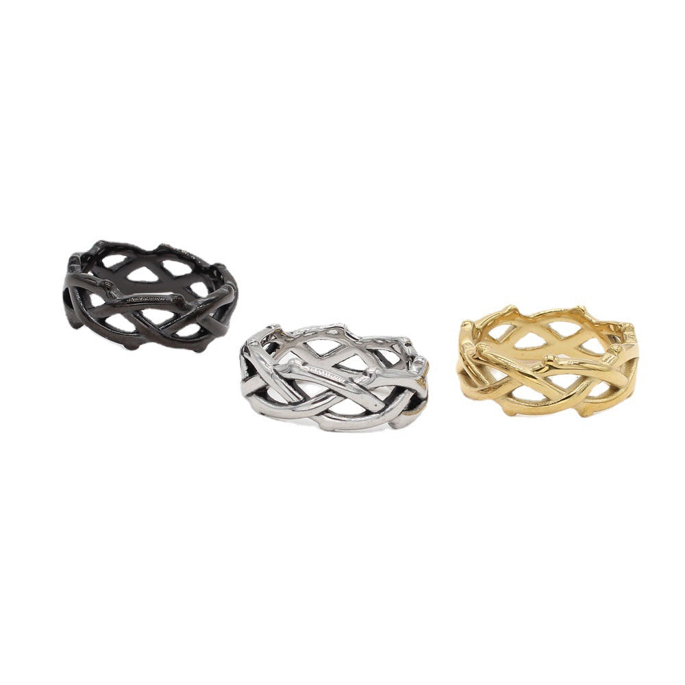 Simple European and American Thorn Crown Men's Titanium Steel Ring