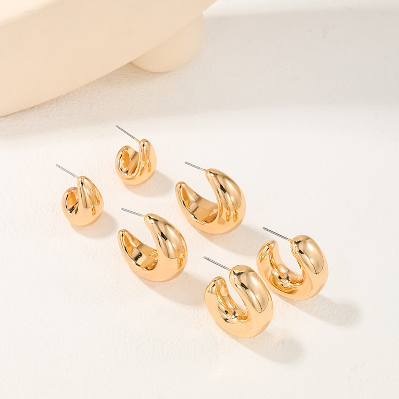 Bamboo Earrings Set with Three-Dimensional Design and Luxurious CCB Embellishments