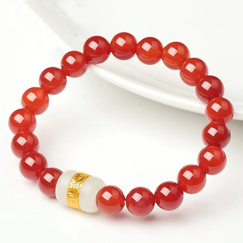 Jade Lulutong Agate and Hetian Jade Chalcedony Bracelet