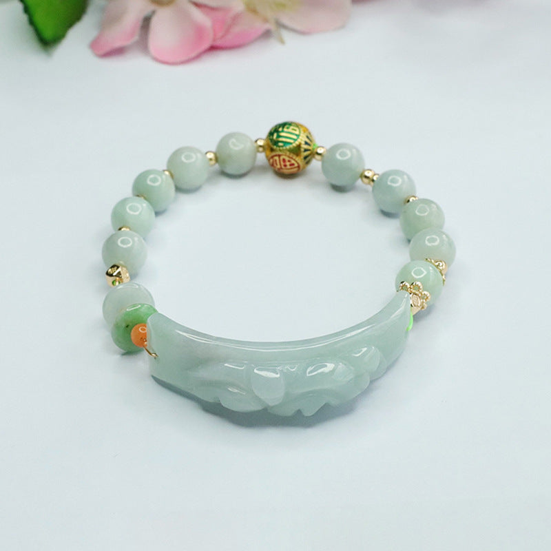 Jade Pixiu Blessing Bead Sterling Silver Bracelet