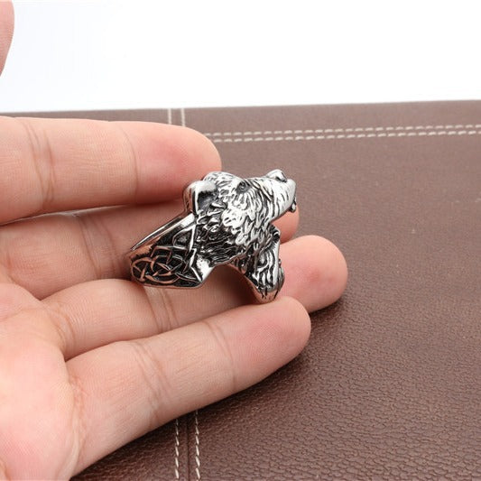 Titanium Steel Punk Rock Tiger Head Hunter Ring for Men