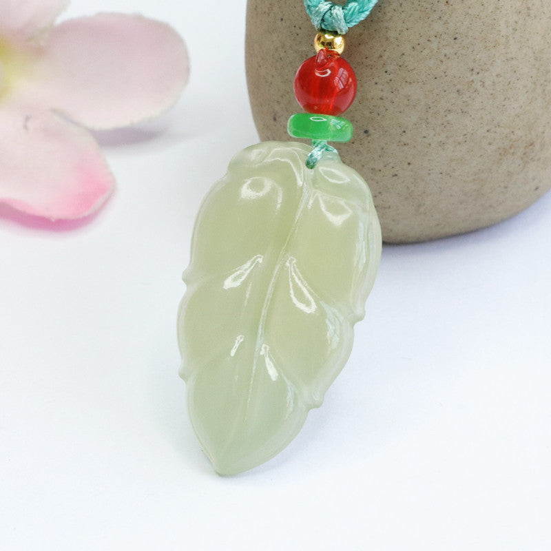 Jewelry Necklace Featuring Ice Green Leaf Hetian Jade