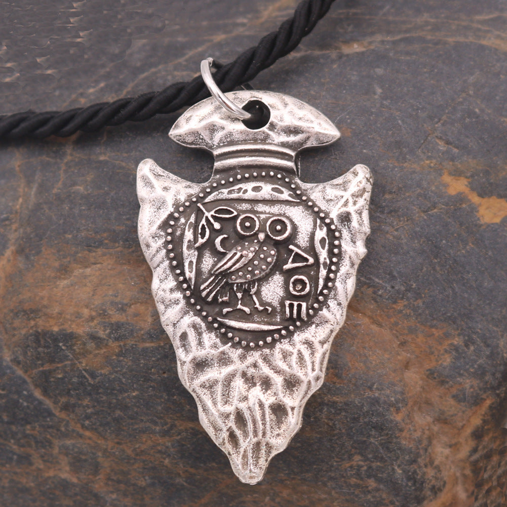 Viking Odin Crow Necklace - Hammer Alloy Pendant with Rune Details