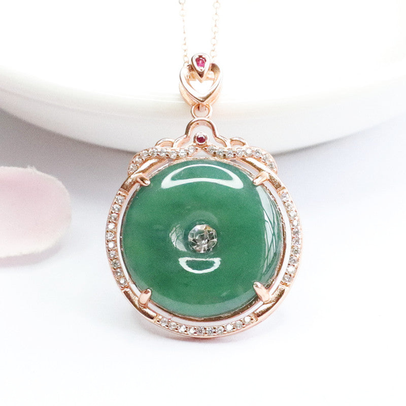 Ice Jade Sterling Silver Pendant Necklace by Planderful Collection