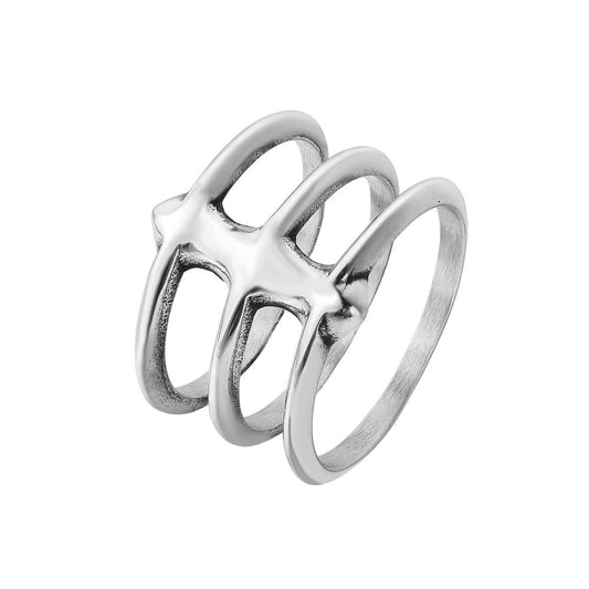 European and American Fashion Titanium Steel Ins Style Three Ring Set for Men and Women