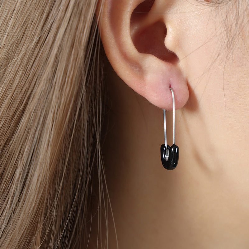 Statement Earrings: Minimalist Drip Oil Plated Titanium Steel Geometric Design