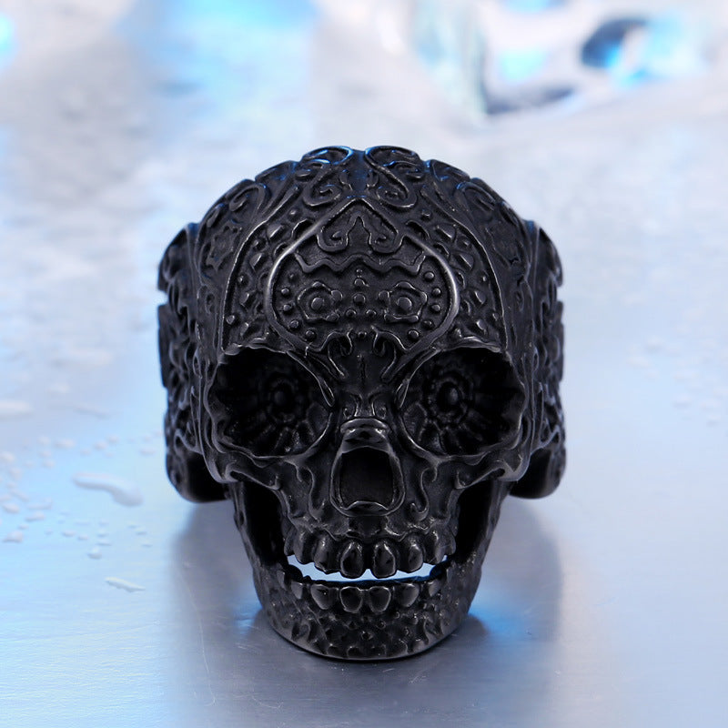 Vintage Stainless Steel Gabala Skull Ring - Personalized Titanium Steel for Men - European & American Style